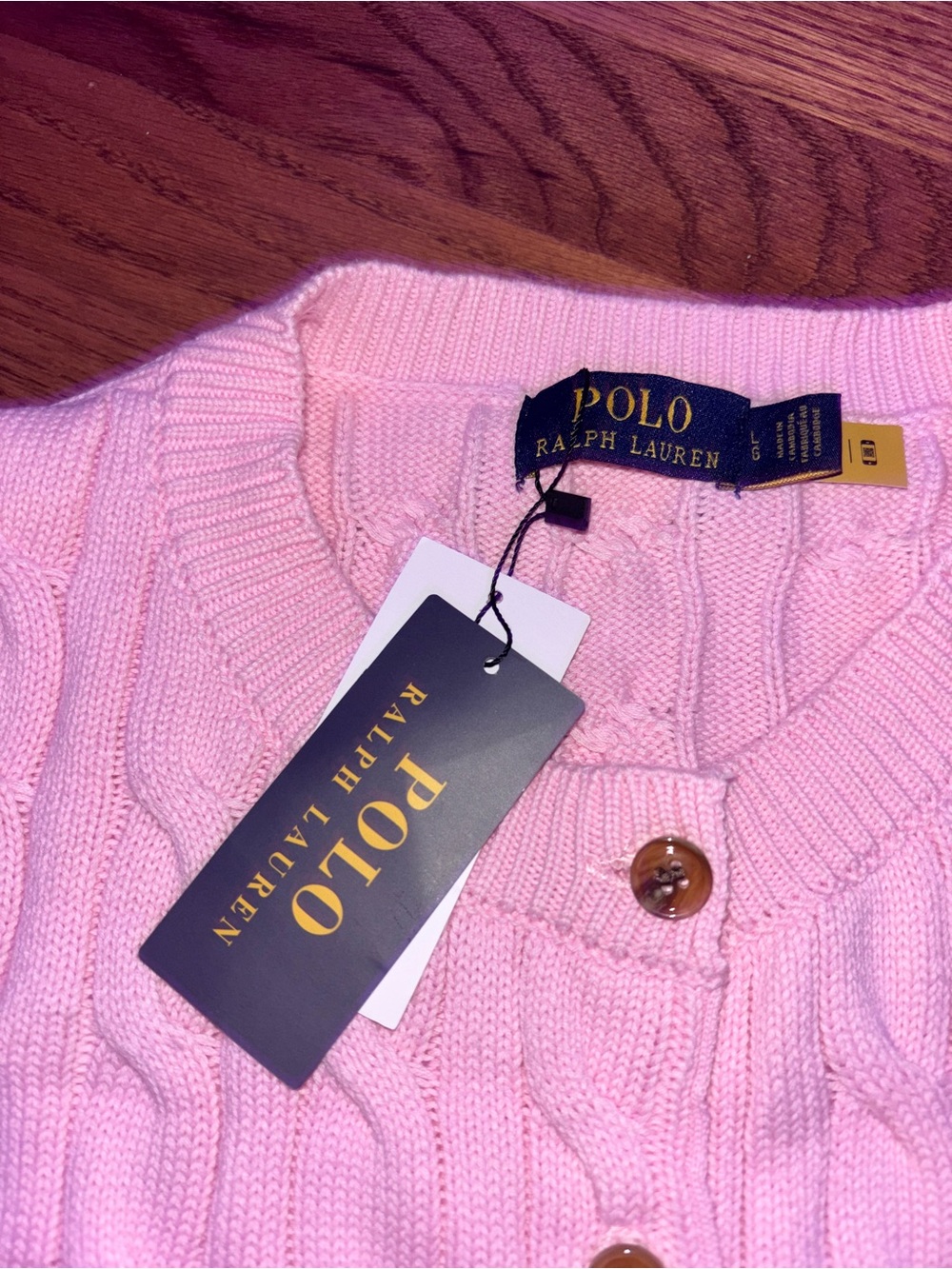 Ralph Lauren Pink Cable-Knit Button-Front Cardigan - Picture 2 of 4